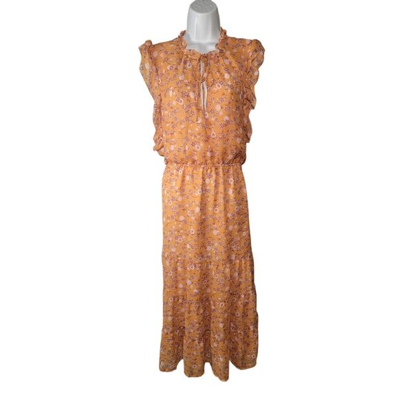 NWT‎ Steve Madden BB Dakota Ditsy Dress Size XXL Yellow Floral Maxi Tiered - Picture 2 of 8
